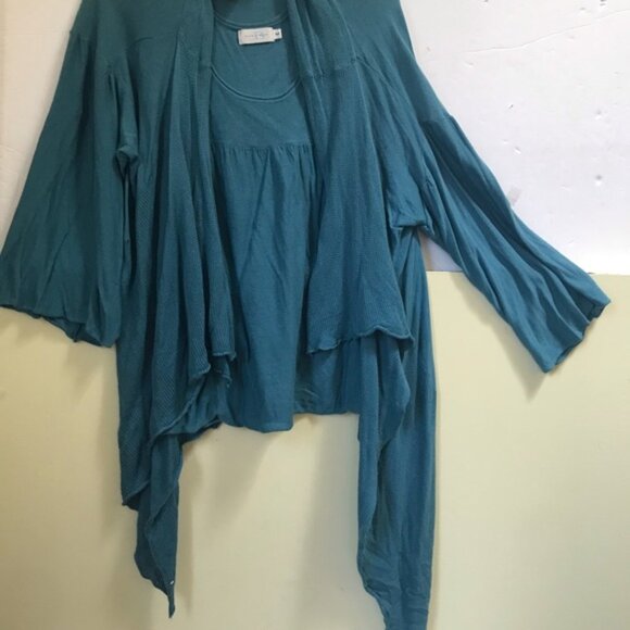 Alice Blue NEW Twin Set Open Cardigan Lightweight Drapey Tank Top Cotton Knit M - Picture 13 of 16